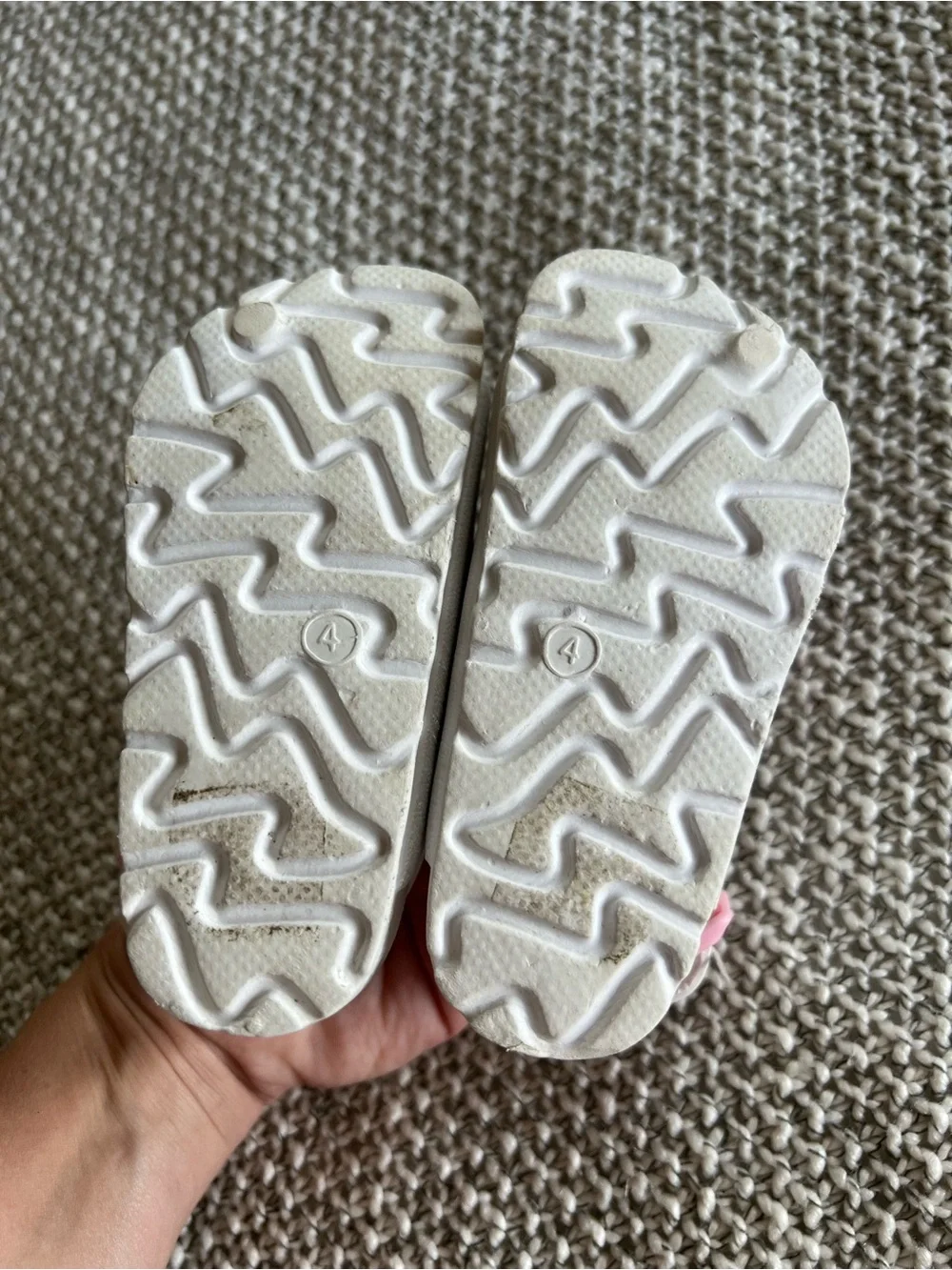 Old Navy White Sandals with Pink Buckles